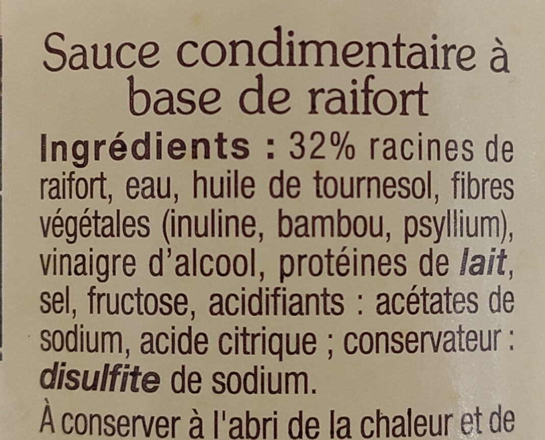 Raifort d'Alsace - Ingrédients