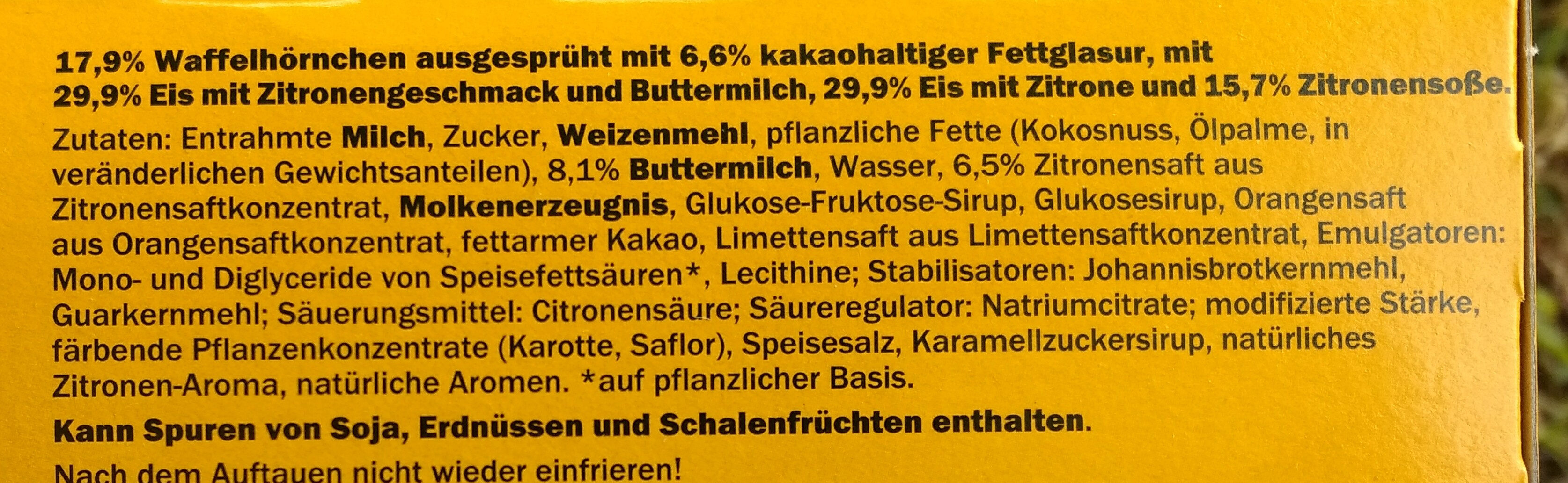 Eis Buttermilch Zitrone - Ingrédients - de