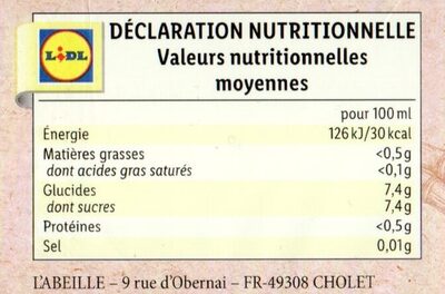 Limonade Bio sucre de canne citron - Información nutricional - fr
