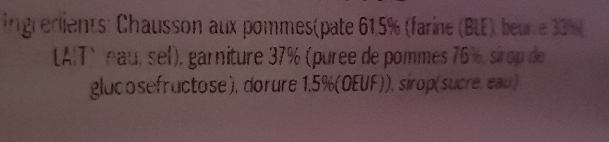 Chausson pomme x4 +2 Offerts - Ingrediënten - fr
