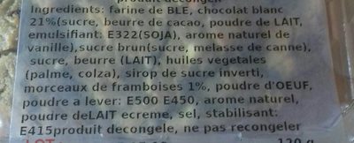 Cookies chocolat blanc framboise - Ingredienser - fr