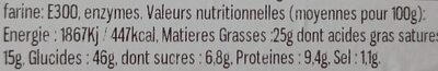 croissan ×4 au beurre aop charentes - Tableau nutritionnel