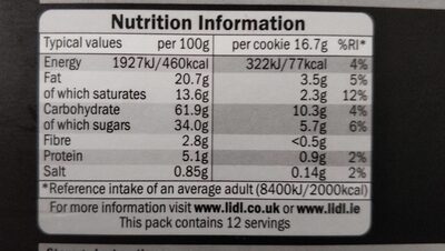 Stem Ginger All Butter Cookies - Nutrition facts