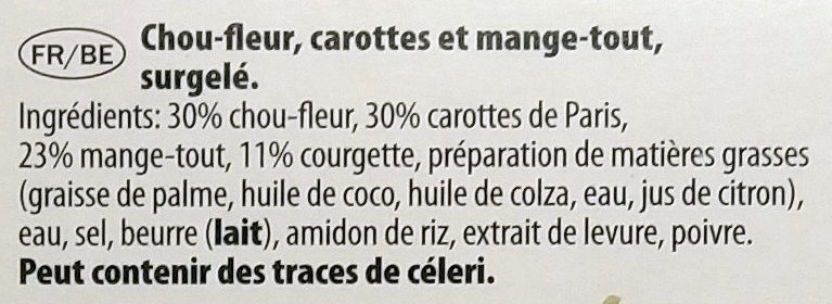 Legumes vapeur - chou-fleur, carottes et mange-tout - Ingrediënten - fr