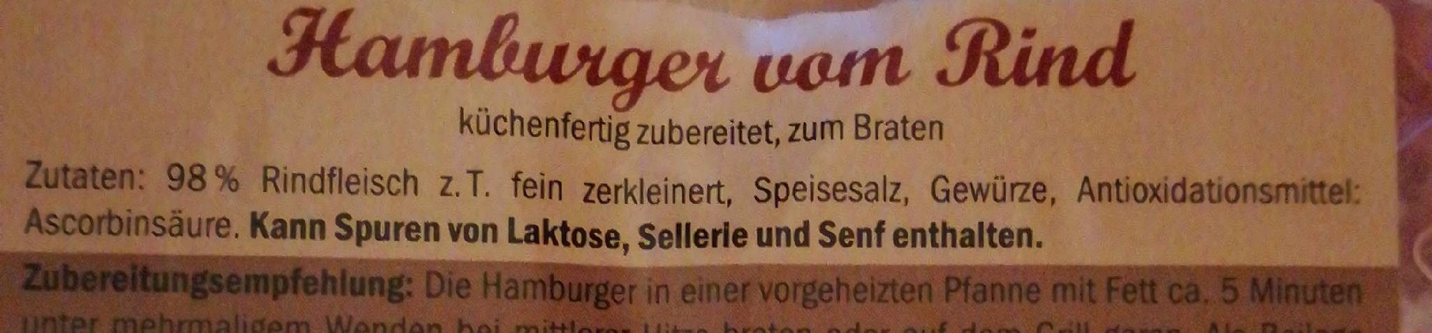 Hamburger vom Rind - Ingrediënten - de