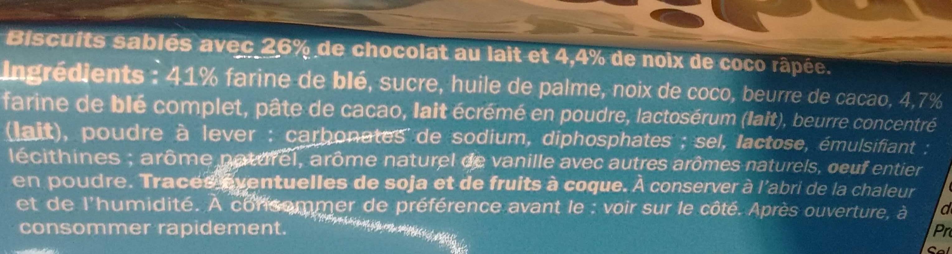 Sablés chocolat-coco - Ingredients - fr