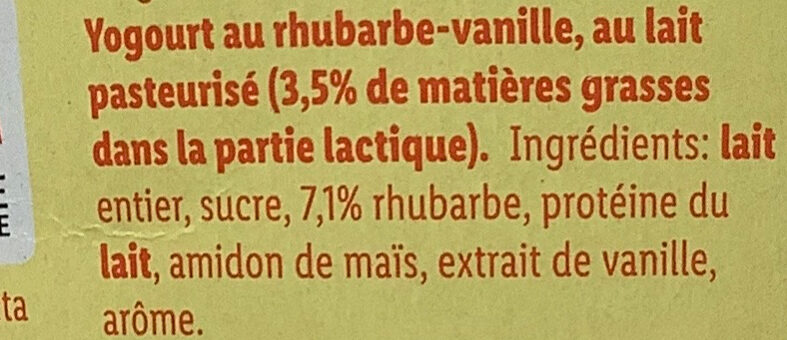 Yogourt rhubarbe-vanille - Ingrédients