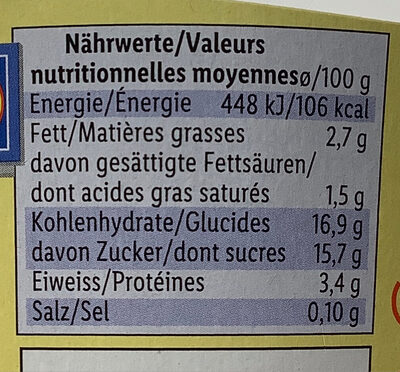 Yogourt rhubarbe-vanille - Valori nutrizionali - fr