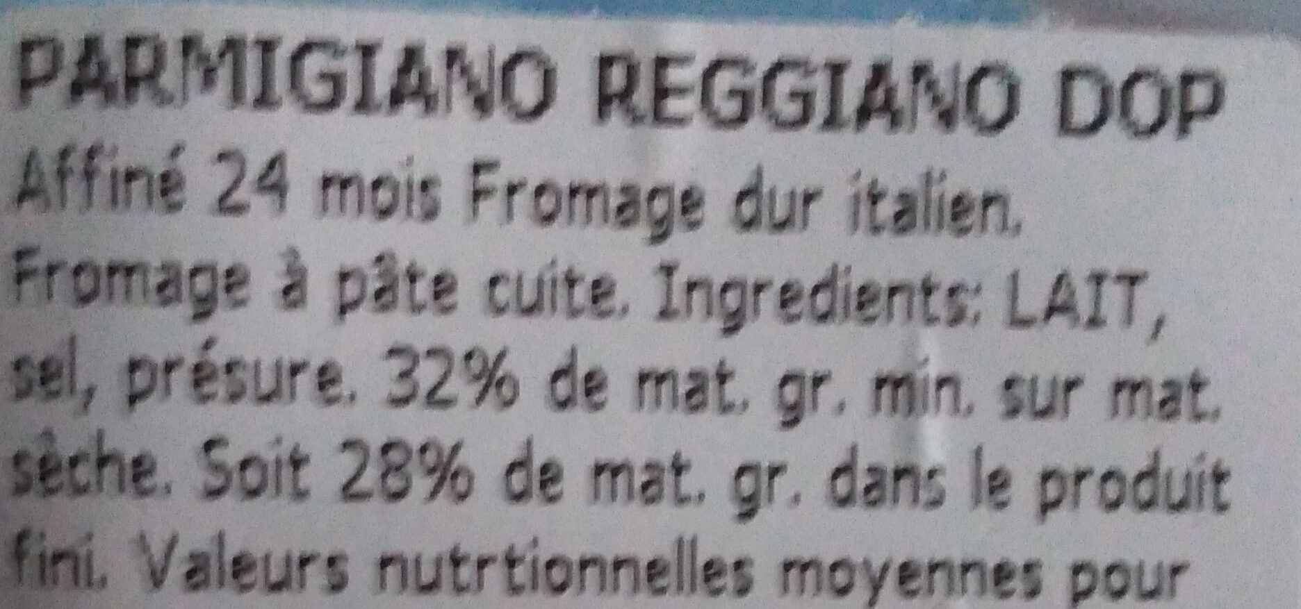 Parmigiano Reggiano - Ingrédients