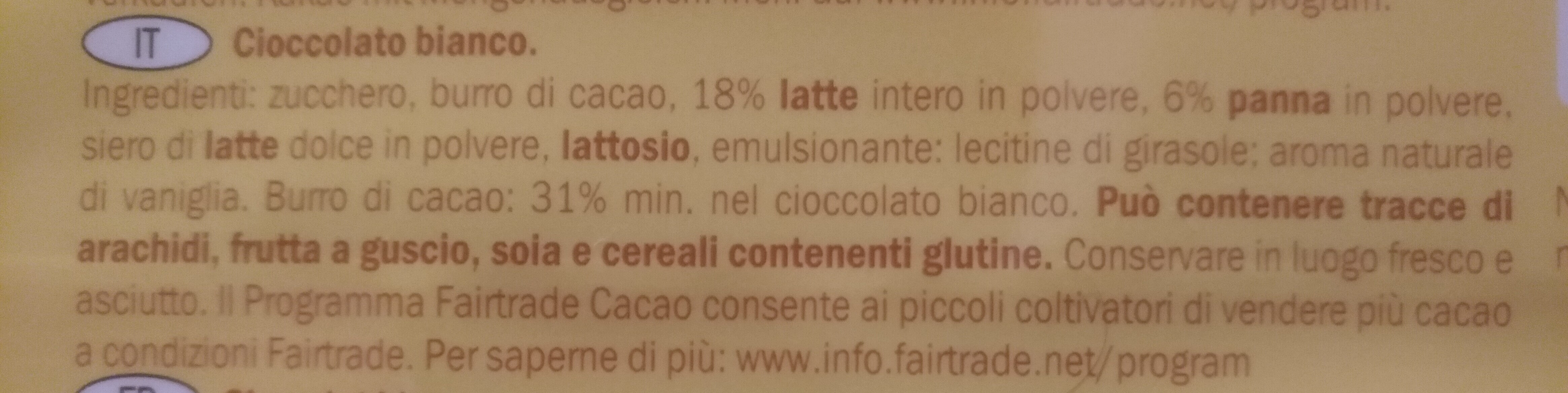 White chocolate - Ingredienti