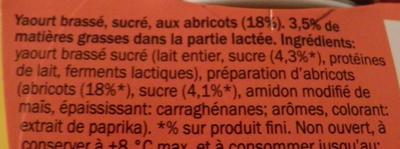 Yaourt Abricots - Ingrédients