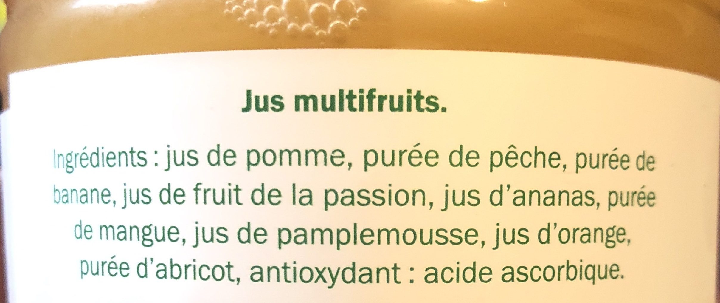JUS MULTIFRUITS - Ingredients - fr