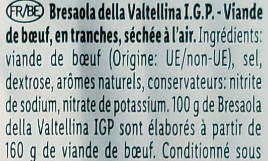 Bresaola della valtellina i.g.p. - Ingredienti - fr