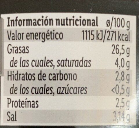 Paté de aceitunas negras de aragón - Nutrition facts - es