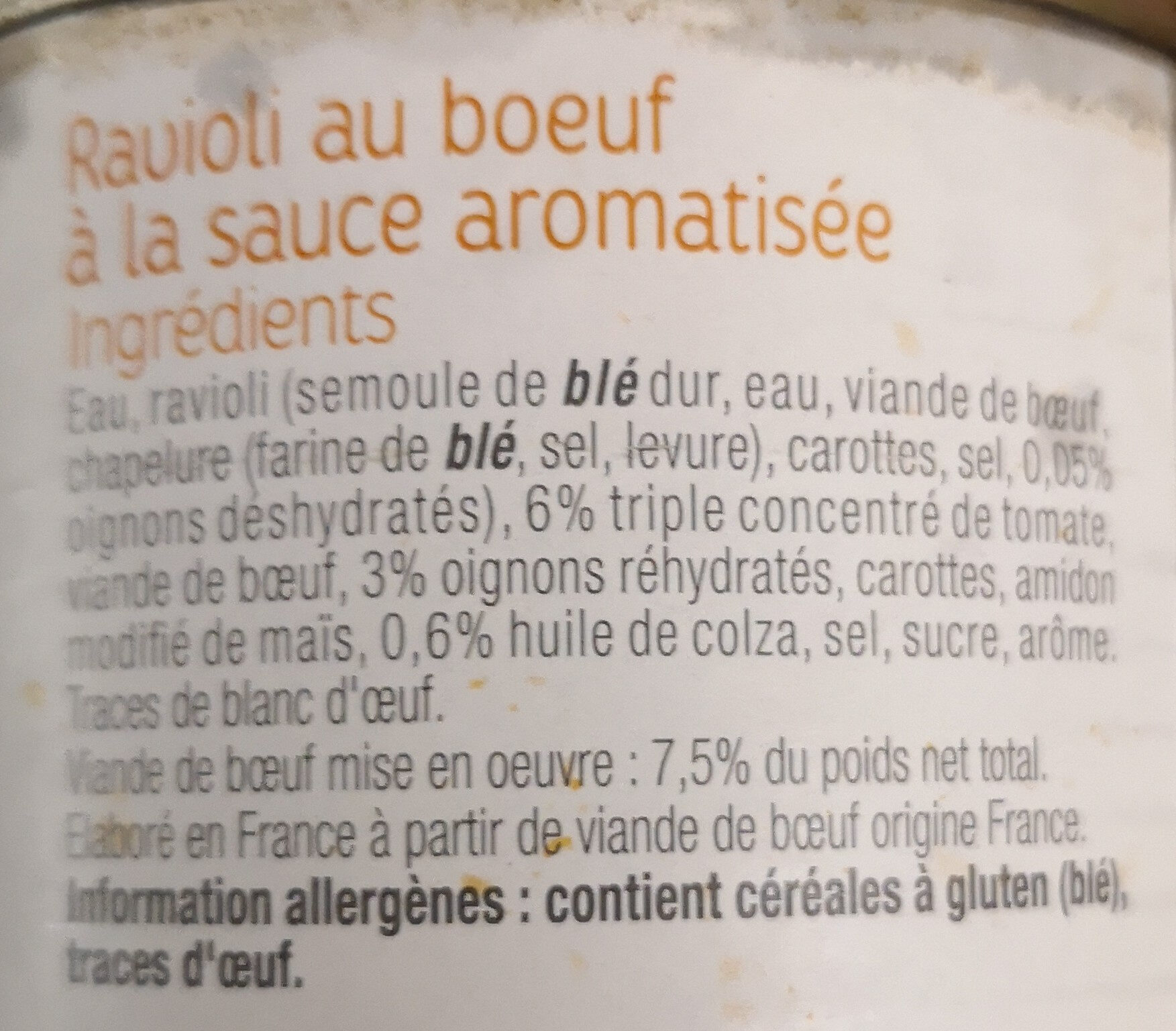 Ravioli bolognaise - Ingredients - fr
