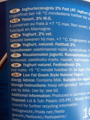 Greek Yogurt Natural Light - Ingrédients