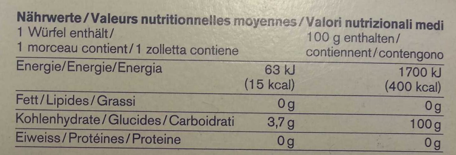 Sucre - Nutrition facts - fr