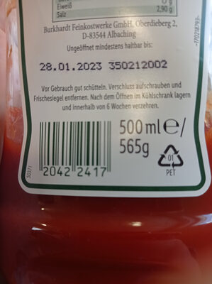 Tomato Ketchup - Instruction de recyclage et/ou informations d'emballage - de