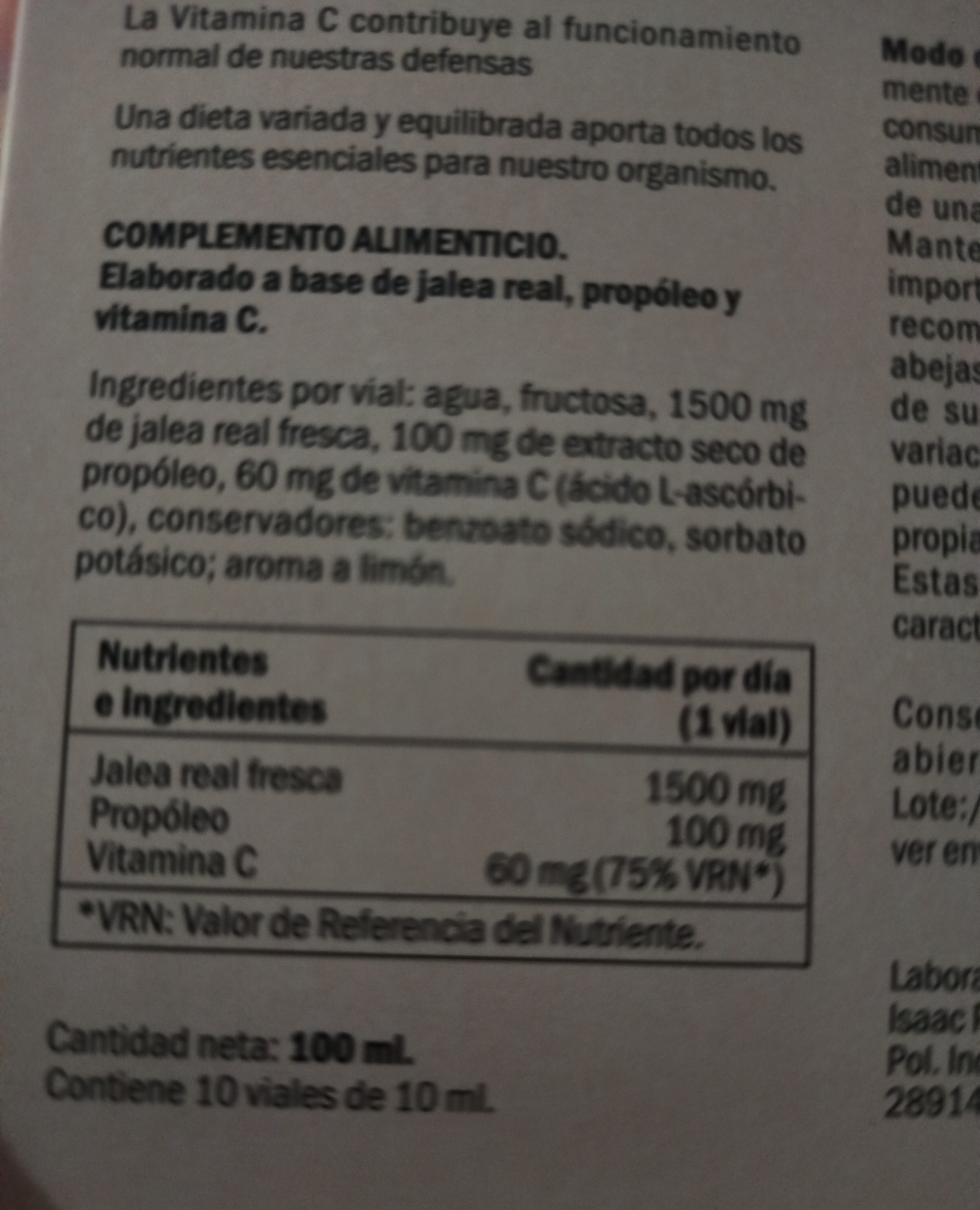 Jalea Real con Propóleo - Ingredients - es