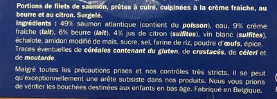 Saumon atlantique sauce beurre citron - Ingredients - fr
