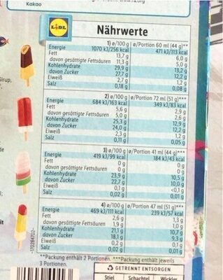 Vanille et Framboise - Nutrition facts - de