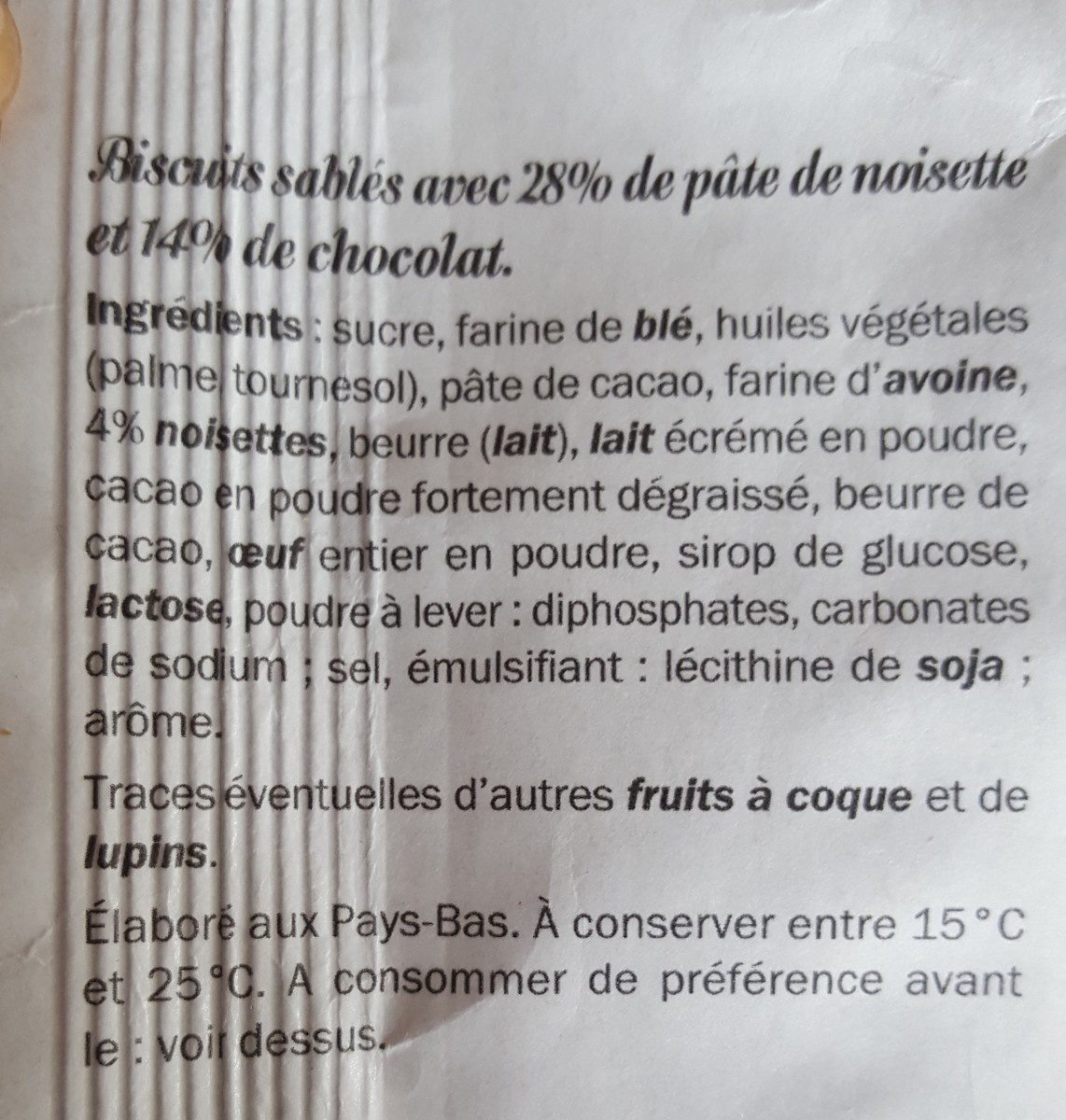 Grandino NOUGATINE COOKIES - Ingredients - fr
