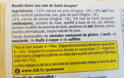 Boudins blancs aux noix de Saint-Jacques - Ingrédients