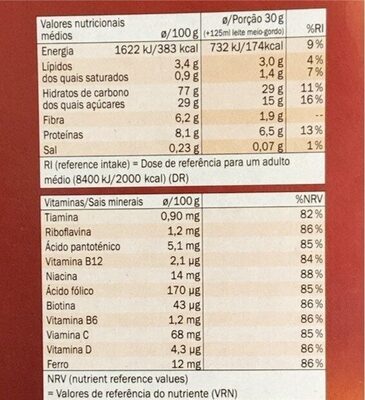 Choco Flakes - Nutrition facts - pt