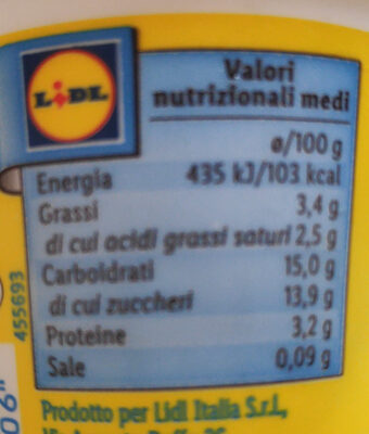 Yogurt intero al limone - Nutrition facts - it