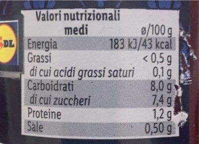 Lidl Italiamo Kirschtomatensauce 330g - Tableau nutritionnel