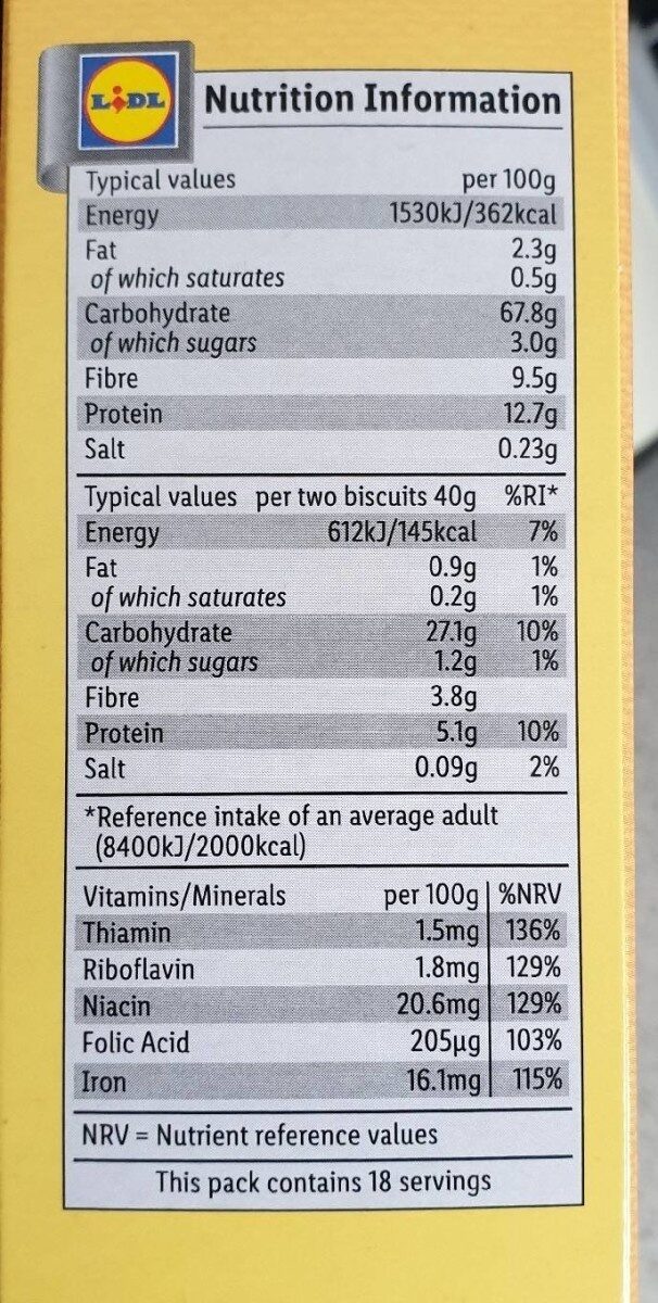 Bixies - tipo Weetabix - Nutrition facts