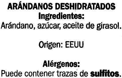 Arándanos deshidratados - Ingredients - es