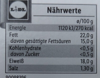 Brique de chèvre Ziegenweichkäse - Nutrition facts - de