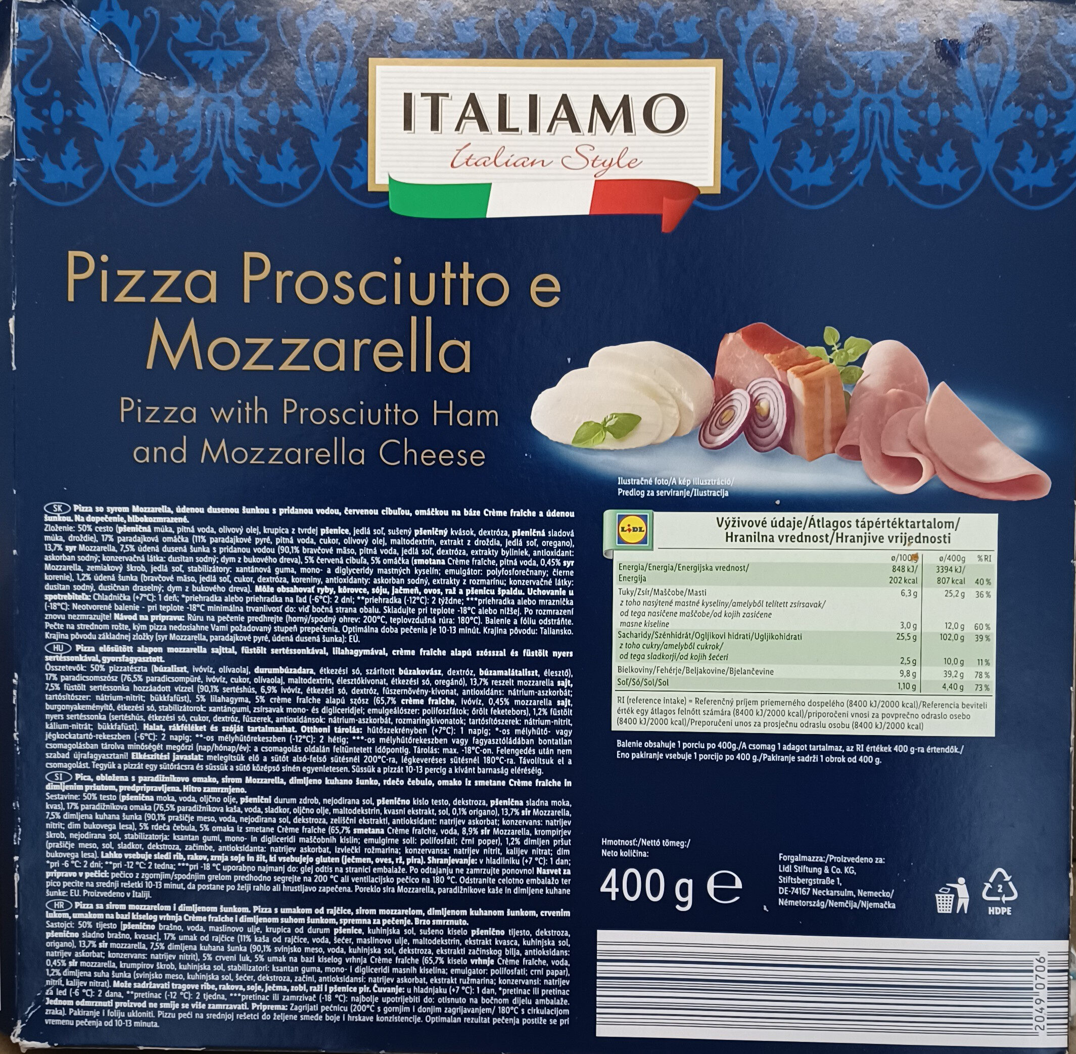 Pizza Prosciutto e Mozzarella - Producte - it