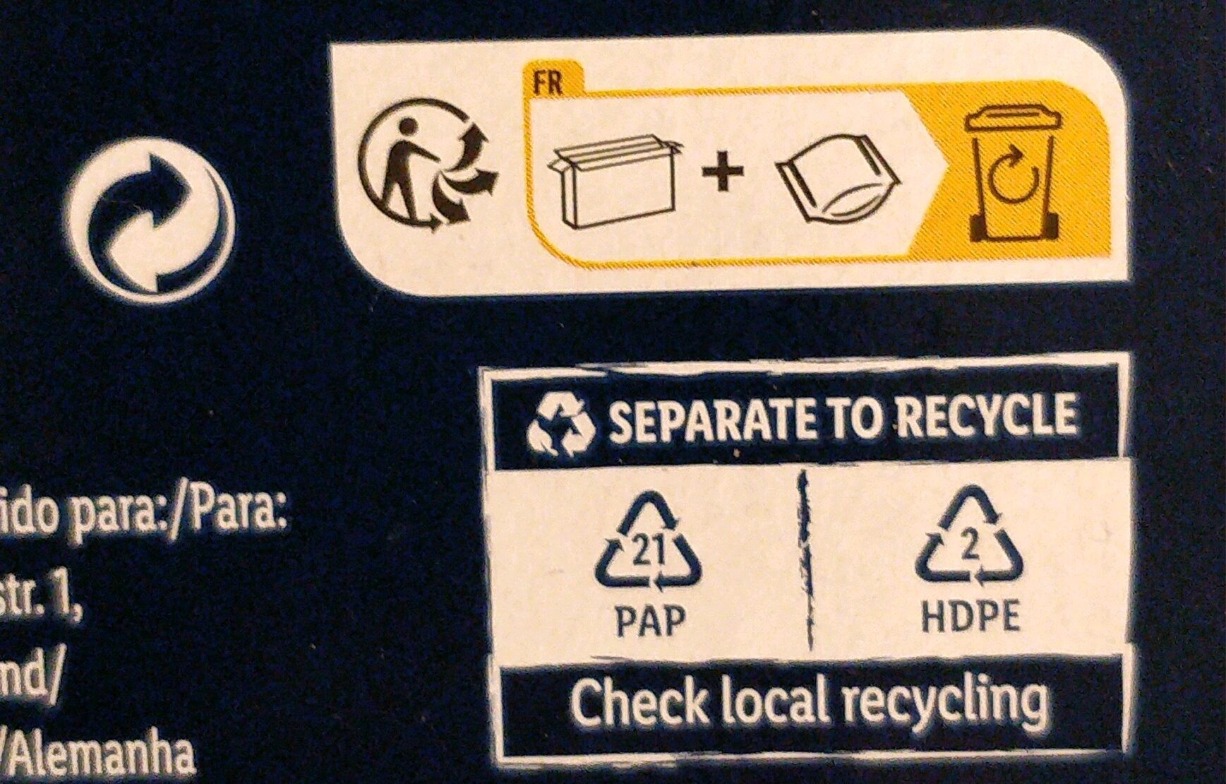 Пица с 4 вида сирена - Instruction de recyclage et/ou informations d'emballage
