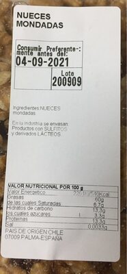 Nueces - Información nutricional