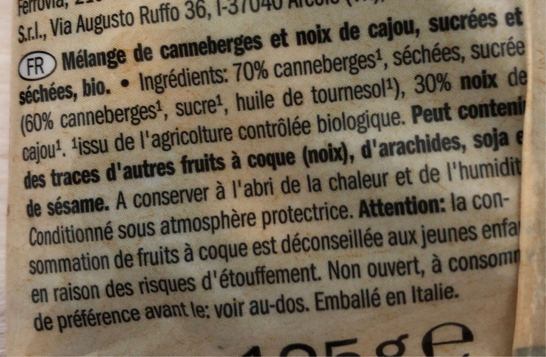 Bio Cramberries séchées et sucrées - Ingredienti - fr