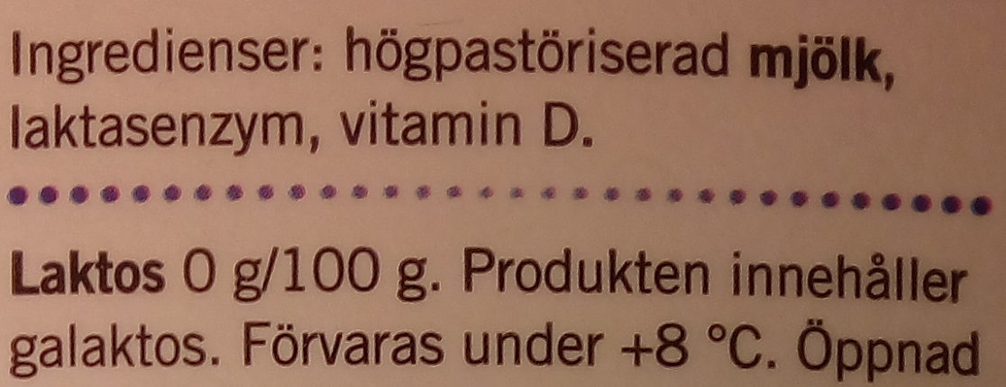 Ängens Laktosfri svensk mellanmjölkdryck - Ingredienser
