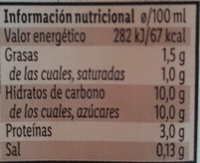 Batido de chocolate Milbona - Información nutricional
