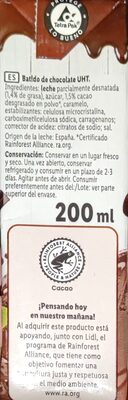 Batido al cacao Milbona - Tableau nutritionnel