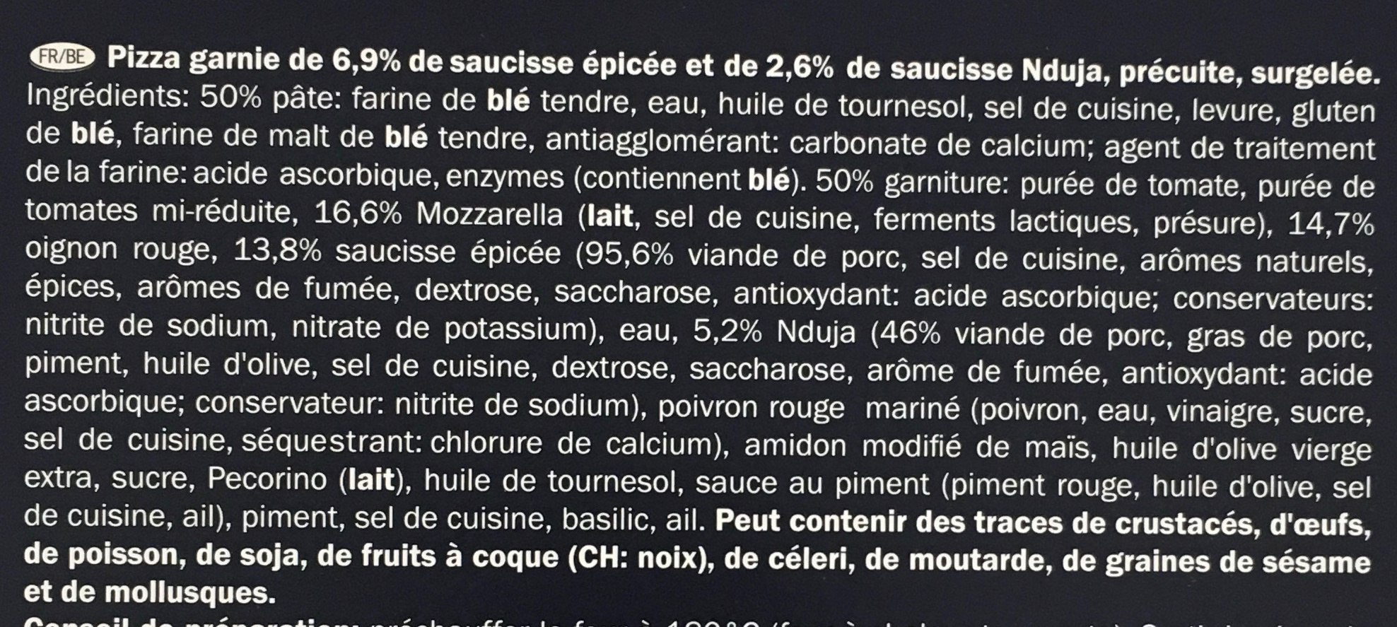 Pizza Diavola - Ingredients - fr