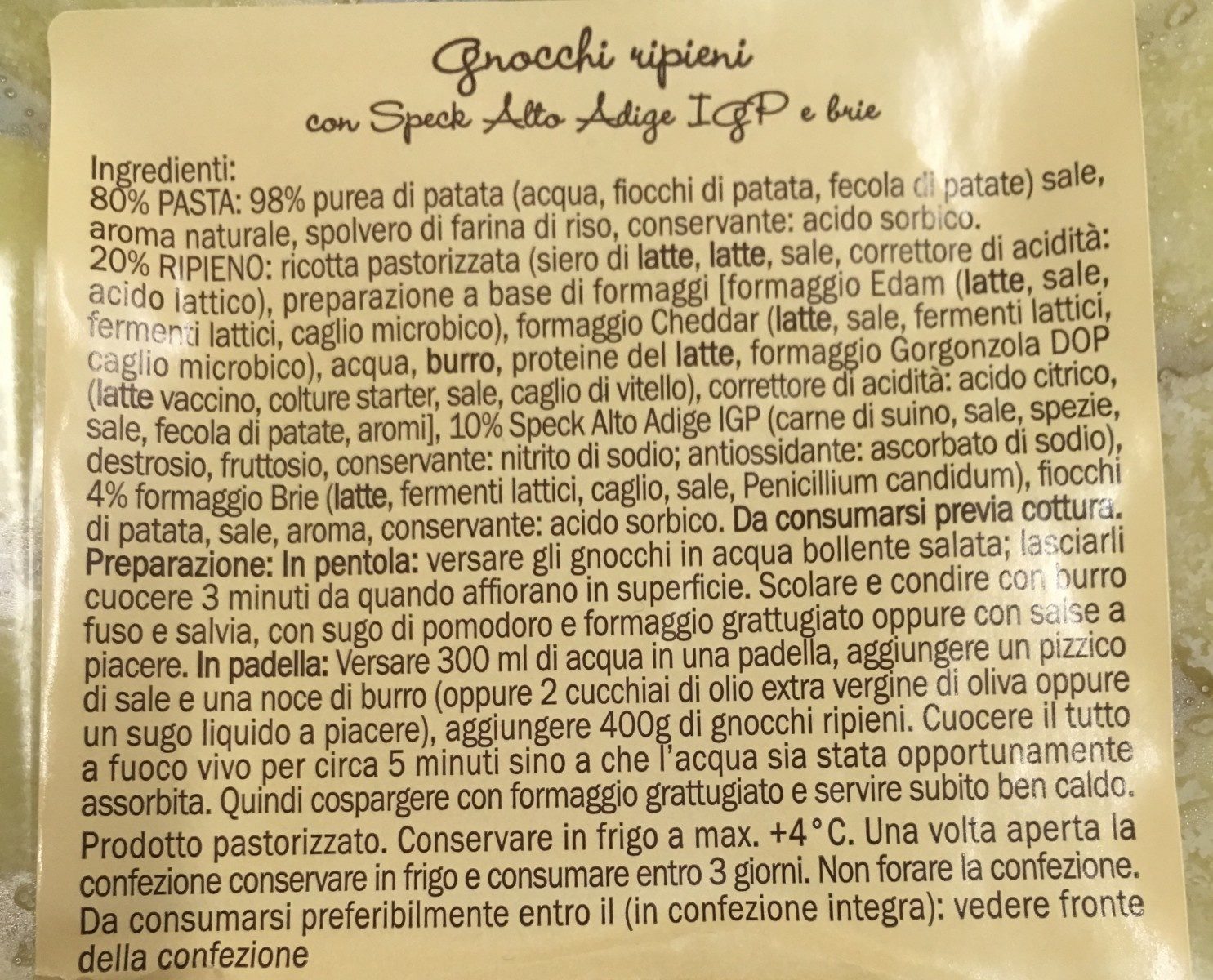 Gnocchi ripieni - Ingredients