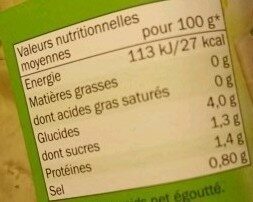 Coeurs d'artichauts - Nutrition facts - fr