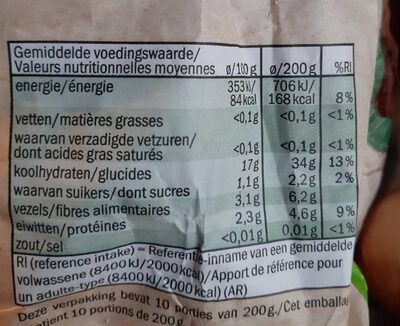 Pommes de terre à chair ferme Bio organic - Voedingswaarden - fr