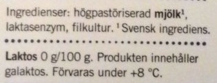 Ängens Laktosfri svensk filmjölk - Ingredienser