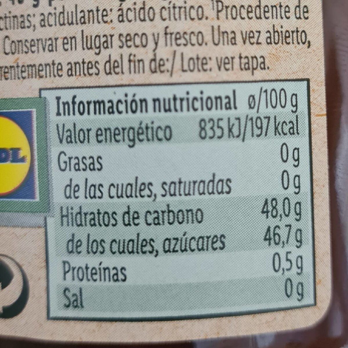 Mermelada de fresa bio - Nutrition facts - es