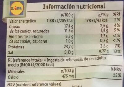 Polvo especial pasta - Información nutricional