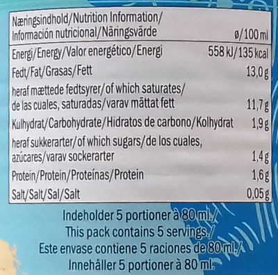 Kokosnussmilch fettreduziert - Información nutricional