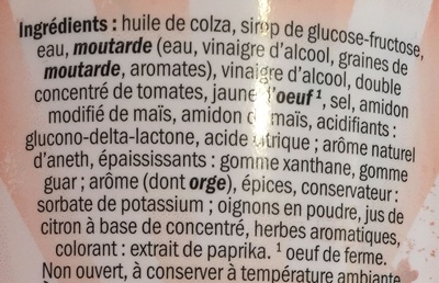 Liste des ingrédients du produit Sauce Burger Kania 350 ml