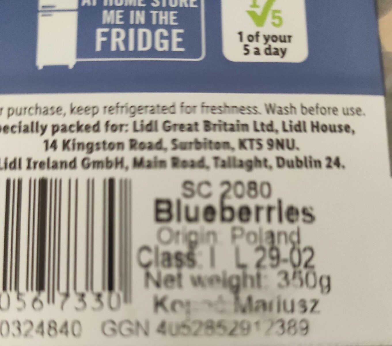 Blueberry's - Ingredients